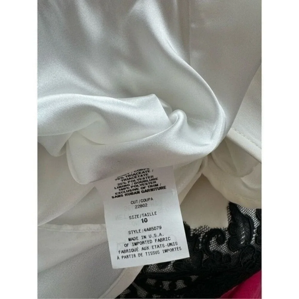 ABS by‎ Allen Schwartz Shift Dress White with Black Lace Size 10